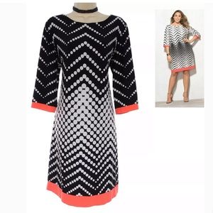 XL X-LARGE▪️POLKA DOT+CHEVRON PRINT SHIFT DRESS